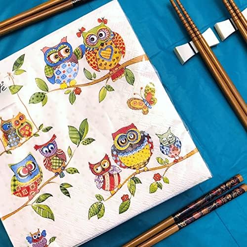 20-ct 13x13 Owl Napkins for Decoupage Fall Napkins Fall Paper Cocktail Napkins Valentine Napkins Owl Mother's Day Napkins Father's Day Napkins Decorative Napkins for Decoupage Family
