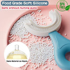 YOTEE U-Shaped Toothbrush Kids 2 PCS - Toddler Toothbrush with Food Grade Soft Silicone Brush Head, Manual Whole Mouth Tooth Brush for Kids Age 2-6(Blue+Pink)