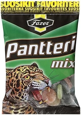 12 Bags x 180g of Fazer Pantteri Mix - Salty Liquorice - Salmiak - Fruity - Wine Gums - Candies - Sweets