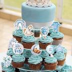 40 Pack Baby Boy Cupcake Toppers Baby Shower Cupcake Picks Bear It's a Boy Star Cake Decorations for Kids Gender Reveal Birthday Party Supplies Blue Style 2