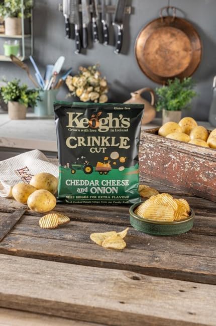 Keogh's Crinkle Cheese & Red Onion 3x125 Grams Deliciously fresh Irish potato crisps