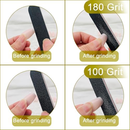 HeeYaa Nail File 10 PCS Professional Double Sided 100/180 Grit Nail Files Emery Board Black Manicure Pedicure Tool and Nail Buffering Files