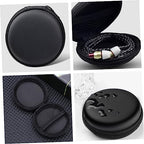 NUOBESTY 10PCS Round Earphone Storage Case Pressure Resistant Portable Headset Organizer for Travel Sturdy Earbud Box with Shockproof Protection Black