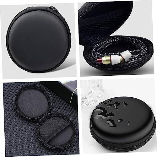 NUOBESTY 10PCS Round Earphone Storage Case Pressure Resistant Portable Headset Organizer for Travel Sturdy Earbud Box with Shockproof Protection Black