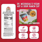 Dr. McDougall's Hot and Sour Vegan Ramen Soup - Spicy Instant Ramen Noodle Cups - Non-GMO Instant Hot Noodles - Oil-Free Soup 1.9 Ounces - Pack of 6