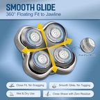 2 Pack Pro 4 Replacement Blades Compatible with Skull & Pitbulls Shaver Head Gold PRO, Silver PRO, Platinum PRO, Butterfly Kiss PRO | Floating 4 Heads Electric Razor Refills + 1 Cleaning Brush