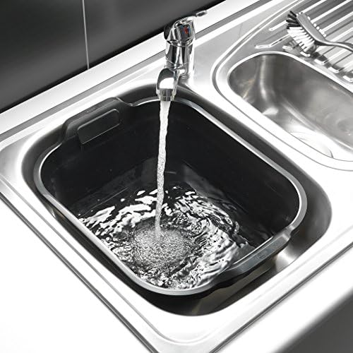 Addis 517936 Large Rectangular 10 Litre Washing Up Bowl with Handles, Black, 39 x 32 x 14 cm