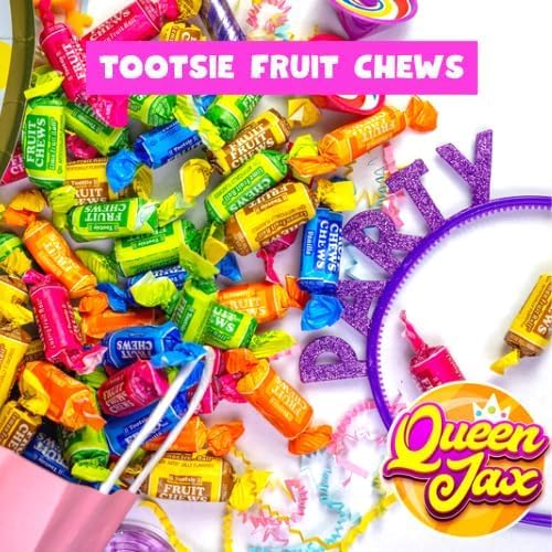 Fruit Chews - 5 Pound Bag - Assorted Candy - Chewy, Fruity and Delicious - Cherry, Lemon, Lime, Orange and Vanilla - QUEEN JAX - Individually Wrapped Candy - Fresh, Mouth Watering and Scrumptious Bulk Candy Bag - Buy In Bulk and Save!