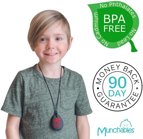 Munchables Dragon Sensory Chew Necklace for Adults or Kids - Chewy Fidget Stim Toy Jewelry for Boys and Girls (Navy/Black)