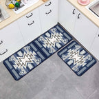 Bohemia Aztec Kitchen Mats for Floor 2 Piece, Blue Geometric Country Farmhouses Tribe Absorbent Non-Slip Kitchen Rugs Comfort Standing Mat for Laundry, Hallways 15.7"x23.6"+15.7"x47.2"