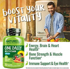 NATURELO Mens Multivitamins - One Daily Multivitamin for Men with Vitamins, Minerals & Organic Whole Foods, Boost Energy & Health, Non-GMO, 60 Vegetarian Capsules