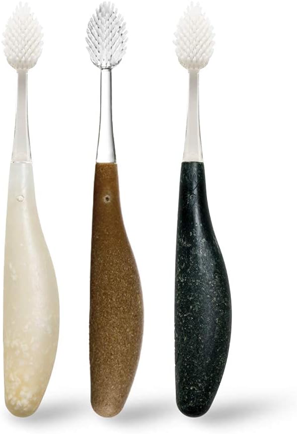 RADIUS Toothbrush Source Floss Brush BPA Free & ADA Accepted Improve Gum Health & Reduce Gum Issues - Medium - Cornstarch/Hemp/Money - Pack of 3