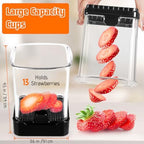 Fruit Slicer Cup for Strawberry, Banana, Hard-Boiled Egg - Detachable Cutter with Push Plate - Rapid & Safe Slicing Kitchen Gadget for Quick Meal Prep (Black)