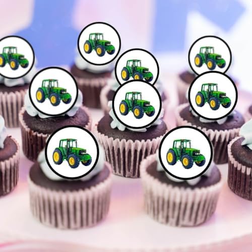 24 Tractor Cupcake Toppers, Farmer Edible Cake Decorations, Edible Farmer Decorations, Tractor Cupcake Toppers, Farm Animals Cake Toppers