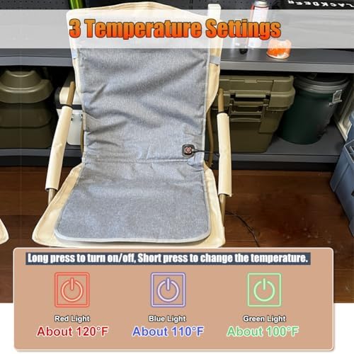 WOOLALA USB Heated Seat Cushion for Office Chair, Large Heating Area Heated Seat Cover Therapy Heating Pad for Back, Lumbar, Hip, Thigh with 3 Temperatures Levels, 17In * 35.5In