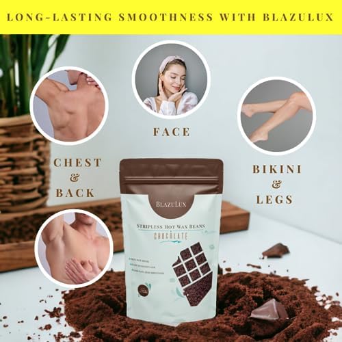 Wax Beads for Hair Removal - Chocolate 500g/17.6 Ounce, stripless hard Wax Beans for Brazilian Bikini, Face, Eyebrows, Underarms, Arms, Chest, Back, Legs (Chocolate, 17.6 Ounce)