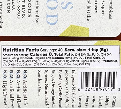 Chipotle Pepper Hot Sauce - 7oz Bottle - Made in USA with Jalapeno & Chipotle Peppers - All Natural Ingredients, Non-GMO, Gluten-Free, Sugar-Free, Vegetarian, Keto