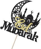 Eid Mubarak Cake Topper, 5-Piece Set, Green, Perfect for Eid Festival Party Decorations