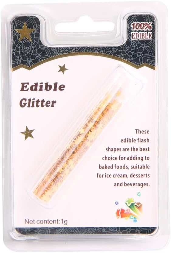 Edible Gold Glitter Star Sprinkles – 1g Shimmering Sugar Stars for Cake & Cupcake Decorating, Cookies, Cocktails & Holiday Desserts,Edible Cake Toppers for Baking & Party Treats (Glitter Blue Star)