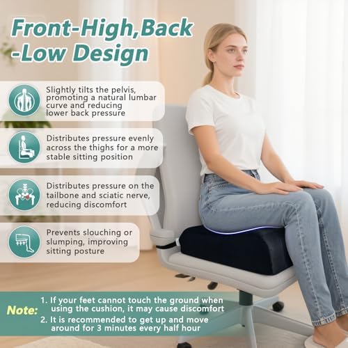Adult Booster Seat Cushion for Chair, Extra Thick Lift Cushions for Elderly, Office Chair Booster Seat Riser Cushion Extra Firm Foam for Height, Seat Pad with Adjustable Strap for Office, Wheelchair
