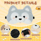 NEWEST 2 Pcs Cute Plush Dog Sleeping Masks, Soft Puppy Eye Cover for Sleeping with Adjustable Elastic Strap, Funny Cartoon Animal Eyeshade Blindfold for Blackout Travel Nap Night Sleep Party Girl Boy