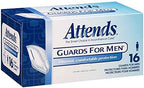 Attends Guards for Men, Maximum Absorbency Pads [16 Count] - Disposable Lightweight Incontinence Protection with Absorbent Core, Discreet Fit, Form-Fitting Shape - MG0400