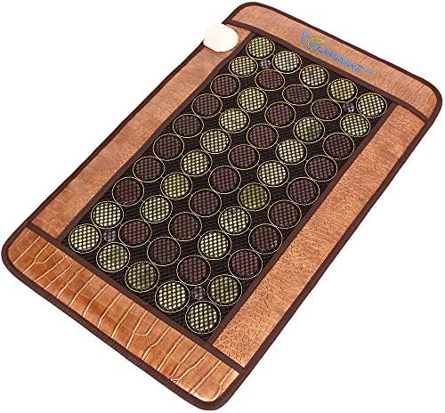 Henri- Far Infrared 4 Amethyst, 25 Jade, 26 Tourmaline Bead Heat Stone Mat (32" L x 20" W) - Adjustable Temperature - Heating Pad