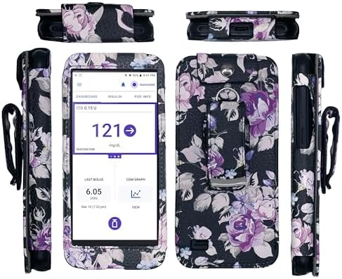 SNK Designed Fitted Leather Case with Belt Clip for Omnipod 5 Receiver (Continuous Glucose Monitoring) (FL2/BLACK)