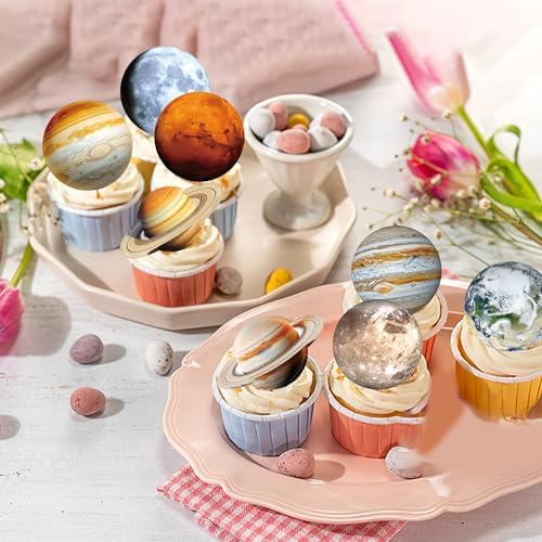 72Pcs Edible Outer Space Cupcake Toppers Solar System Galaxy Universe Planets Cupcake Picks Solar System Galaxy Universe Planets Cupcake For Baby Shower Boys Girls Birthday Party Supplies