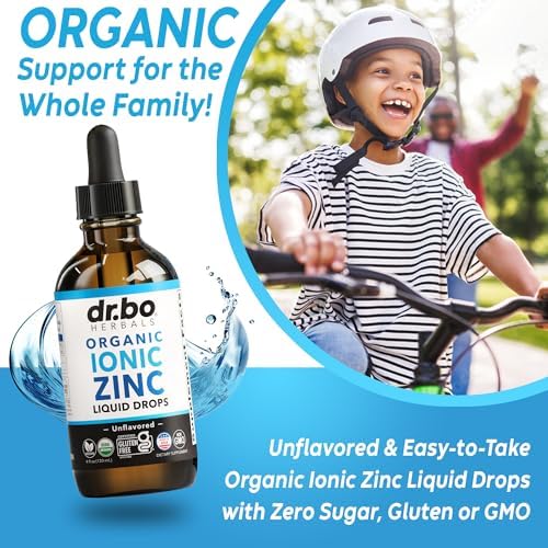 Zinc Supplements Liquid Drops Organic - Pure Organic Ionic Liquid Zinc Supplement Drops for Kids, Adults, Women & Men - Vegan, Skin Immune Support Supplements for Toddler Kids, Adults, Women, Men 4 Oz
