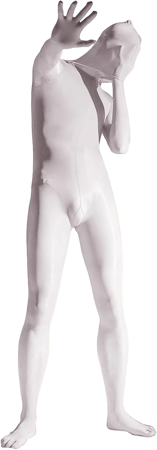 LESOYA Men's Sexy Plus Size 8D Oil Shiny Glossy Full Bodystocking High Elastic Bodysuit Catsuit Attatched Gloves Toes Hood