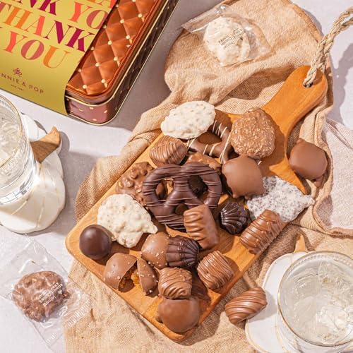 Thank You Gift Basket, Chocolate Assortment Box, Employee Appreciation Day, Gourmet Candy Snack Foods, For Him & Her, Men, Women- Bonnie & Pop