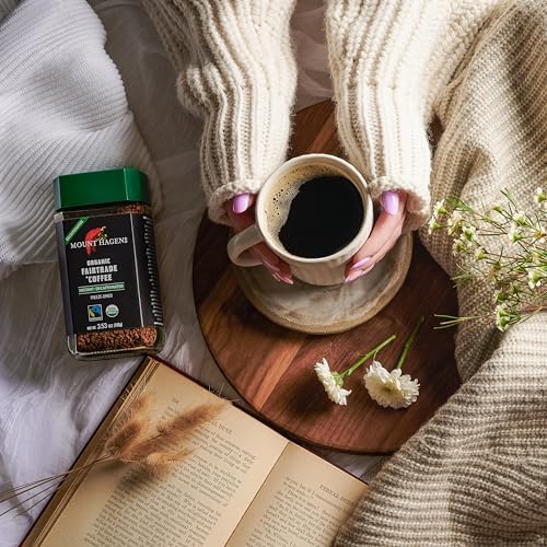 Mount Hagen 3.53oz Organic Freeze Dried Instant Decaf Coffee | Eco-friendly, Fairtrade Decaf Coffee Made From Organic Medium Roast Arabica Beans [3.53oz Jar]
