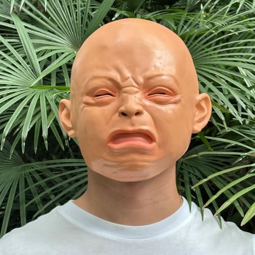 Latex Crying Face Mask for Adults, Tearful Angry Head Masks for Funny Cosplay Party Props