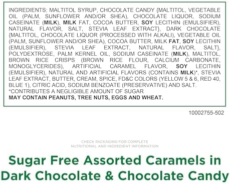 RUSSELL STOVER Sugar Free Assorted Caramels in Chocolate Candy, 15.3 oz. bag