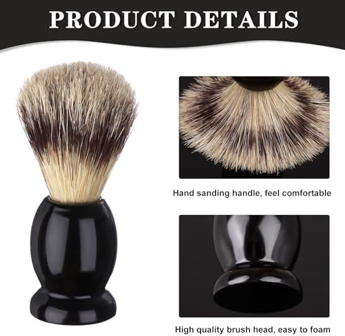 7Pcs Men Shaving Brushes Wood Handle, Professional Salon Tools Hand Crafted Shaving Brush Wood Handle Shave Brushes Handmade Pure Badger Hair Brush for Men Beard