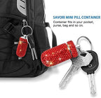 Portable Pill Case Pill Container Waterproof Pill Holder with Keychain Bling Pill Box Medicine Dispenser Bottle Storage for Outdoor Camping Travel (Red)