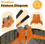 Strapping Sealer/Crimper for 1/2"-5/8" Polypropylene (PP) Polyester Strapping Band Manual Banding Tool with 15” Extended Handle（Orange）