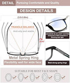 Reading Glasses for Women and Men, Rectangular Readers, Blue Light Blocking Computer Reading Glasses for Work and Daily Use