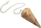 Sunstone 6 Faceted Dowser Pendulum Crystal Healing Reiki FENG Shui Gift Wellness Peace Meditation Metaphysical Gemstone