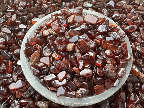 GAF TREASURES 2 oz Lot Natural Semi Tumbled Orange Garnet Gemstone Chips, Crushed Mini Orange Garnet Crystals, Undrilled Crystal Chips (Orange Garnet)