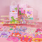 Vanblue 96Pcs Pink Dinosaur Party Favors, Dino Themed Party Birthday Decorations, Decorate The Birthday Party Supplies for The Girls, Gifts Fillers Classroom Rewards Goodie Bag Stuffers