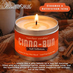 Cinnamon Bun Fall Candle, Cinna-Bun Scented Soy Candle with Cinnamon & Buttercream Icing, Coconut Soy Wax, 45+ Hour Burn, 7oz Tin, Non-Toxic Fall Candles for Home, Paraffin & Phthalate Free