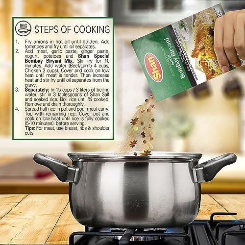 Shan - Special Bombay Biryani Seasoning Mix (60g) - Spice Packets for Spicy Meat Pilaf (Pack of 6)
