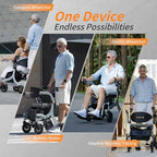 4 in 1 Electric rollator - Versatile Mobility Aid with Seat, Lightweight Foldable Transport Wheelchair & Drive Walker for Seniors, Aluminum Alloy Hertz Silver (ER-X3)