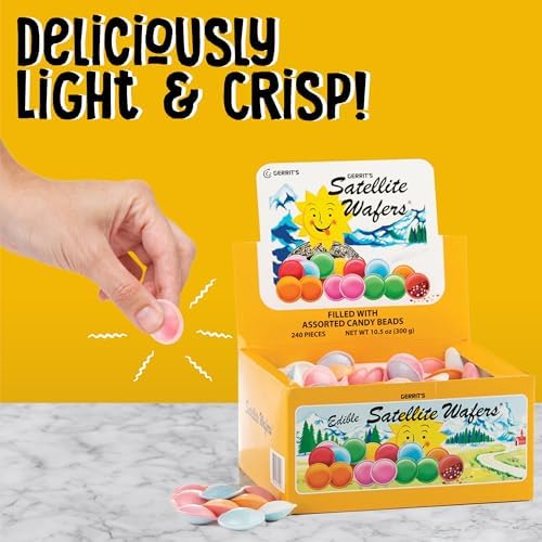 Gerrit's Satellite Wafers Candy - Pack of 240 - Filled with Assorted Beads - Light, Crispy, and Nostalgic Flying Saucer Candy Wafers