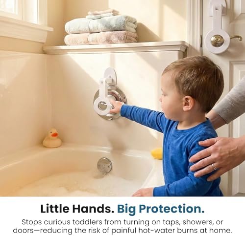 Jokari Child Safety Guard Multi-Use Lock for Sink, Shower, and Door Knobs Prevents Hot Water Burns and Unsupervised Access Easy Install Childproof Protection for Home Safety