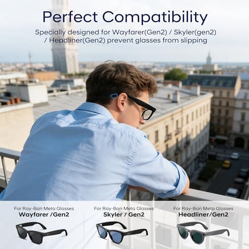 Eyeglass Ear Grip Compatible with Ray-Ban Meta Wayfarer/Skyler/Headliner & Gen 2 Smart Glasses Accessories, Anti-Slip Silicone Elastic Eyeglasses Retainers - Secure Fit for Sports & Daily Wear(1 Pair)