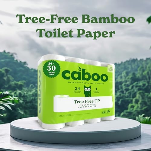 Caboo Tree Free Toilet Paper | Septic Safe, Eco Friendly, Chemical Free, Non Toxic | 2 Ply Toilet Tissue, Pack of 24 Double Rolls, 300 Sheets Per Roll