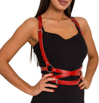 Gothic Leather Waist Harness Belt for Women - Adjustable Chest Vest Body Harness Chains Top for Party, Nightclub, Dating